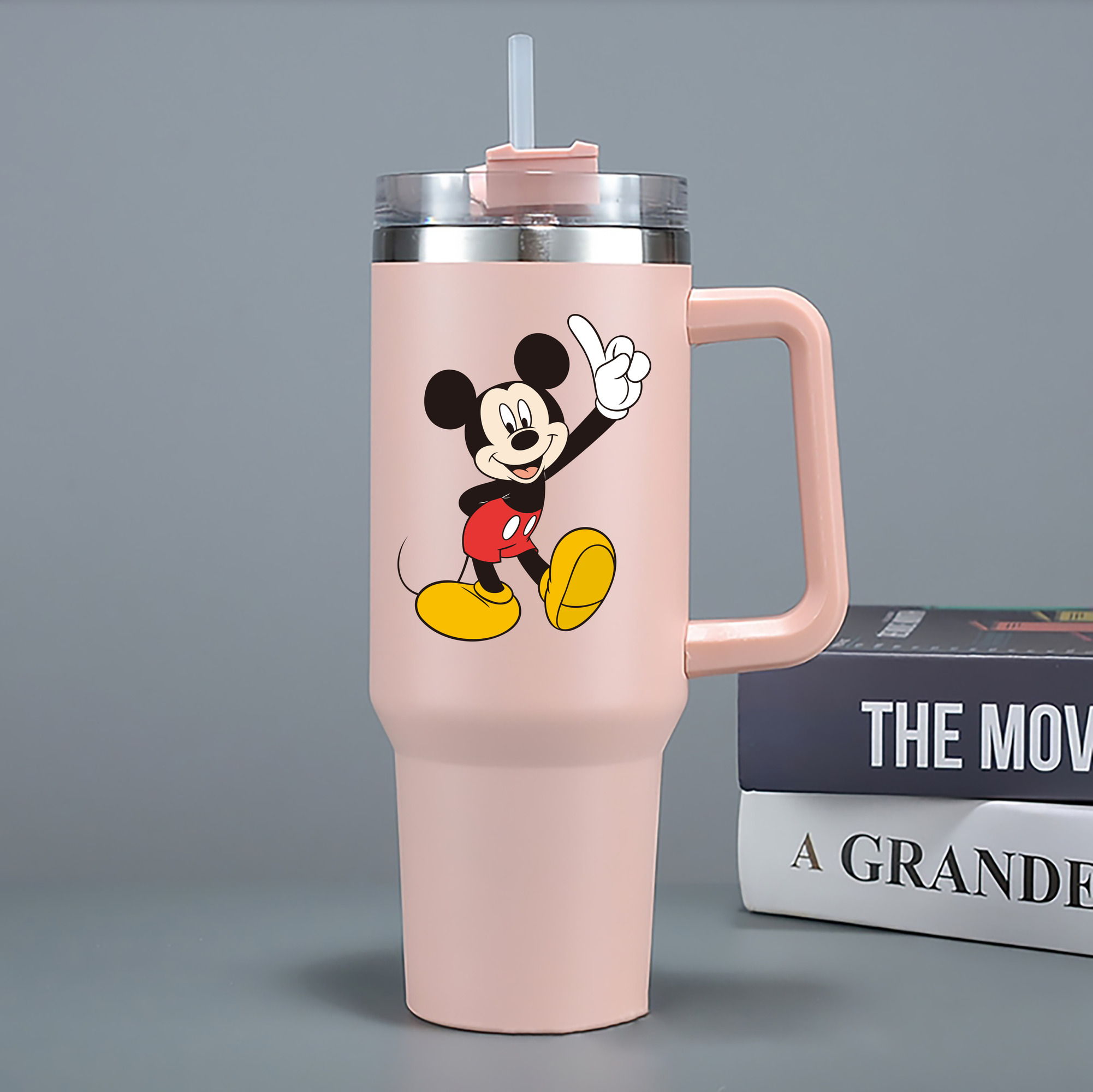 （画像用） ミッキーマウス Mickey Mouse 1200mL車用タンブラー - クリスタルステッカー（プラスチックストロー付き）